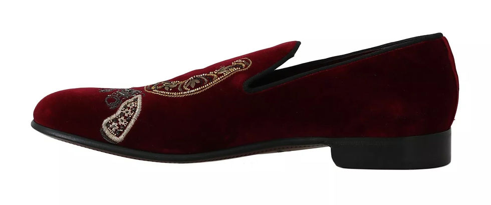 Thumbnail: Dolce & Gabbana Bordeaux Velvet Loafers Gun Horseshoe Shoes