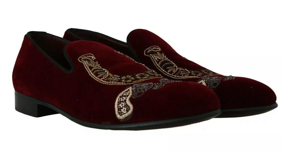 Thumbnail: Dolce & Gabbana Bordeaux Velvet Loafers Gun Horseshoe Shoes