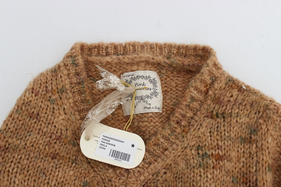 Thumbnail: PINK MEMORIES Brown Wool Blend Knitted Oversize Sweater