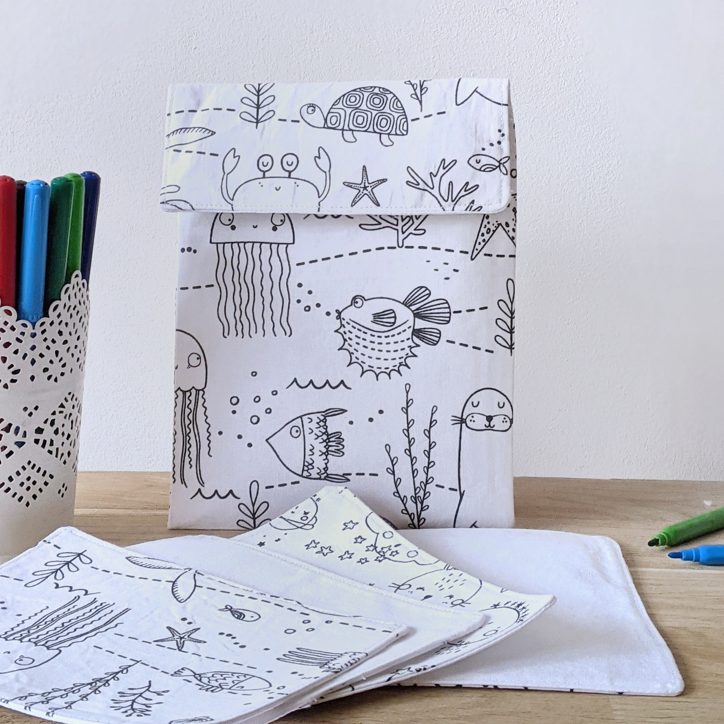 Pochette Fonds marins , 4 sets, 12 feutres