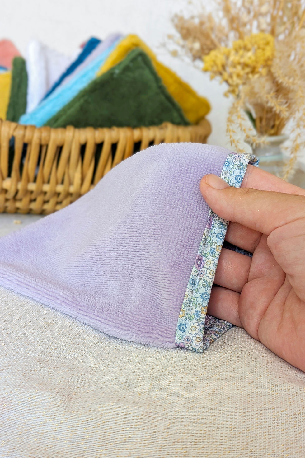 Miniature : Gants de toilette fleur violette (lot de 3)