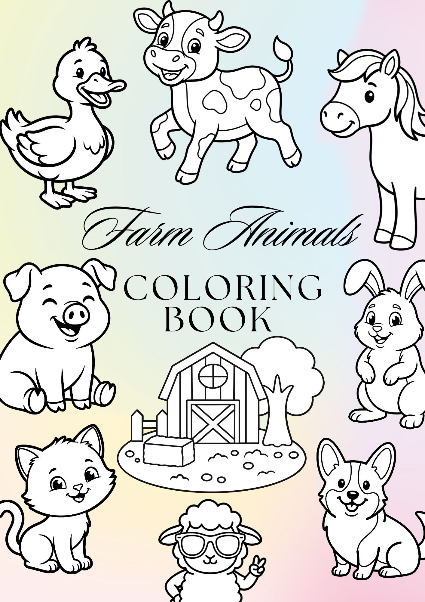 Animais da Fazenda - Figurinhas para Pintar