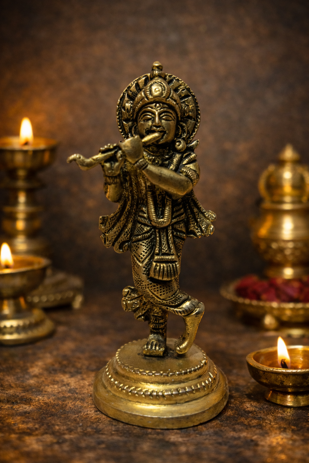 Bronze - Krishna Vigraham (Statue) - 4 inch