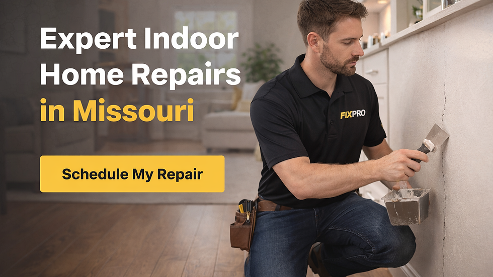 FixPro technician performing professional indoor home repair in a Missouri residence