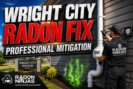 Radon mitigation in Wright City, Missouri with a professionally installed radon reduction system by Radon Ninjas