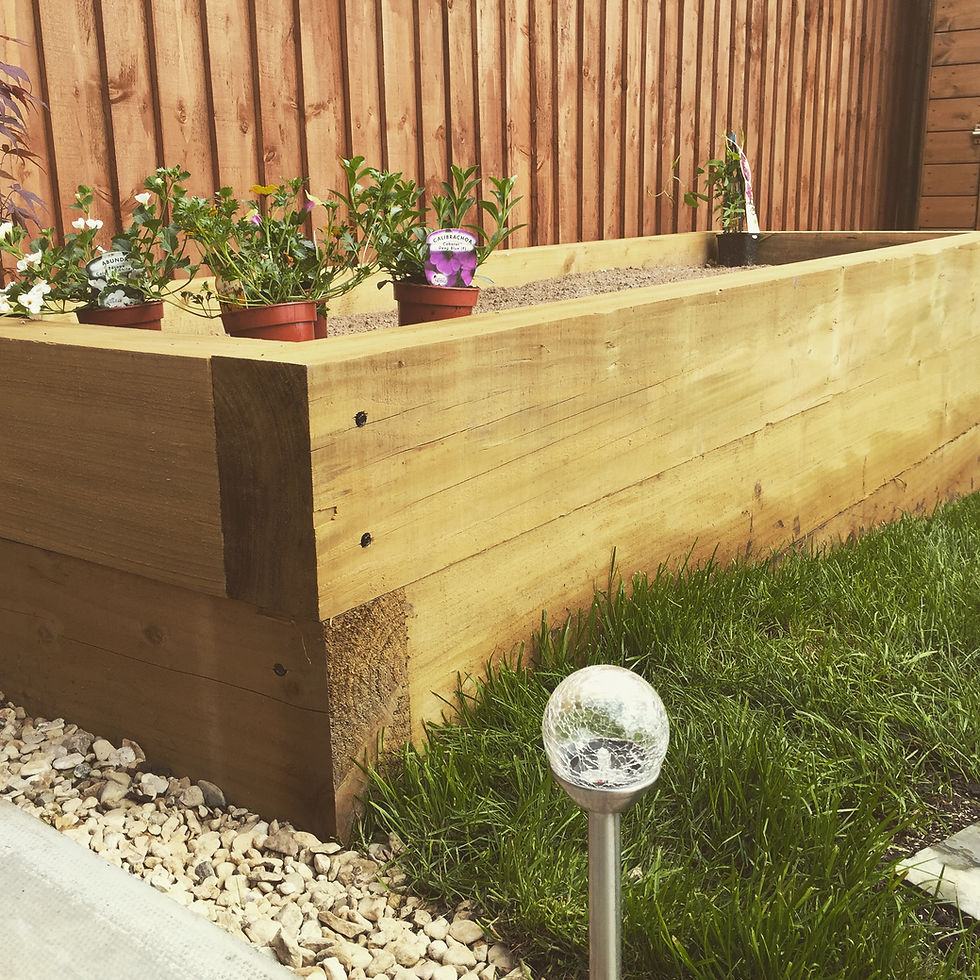 Ark Fencing and Garden Services - Garden planter created using railway sleeper 10 x 8 fully treated timber. arkgardenservices.co.uk