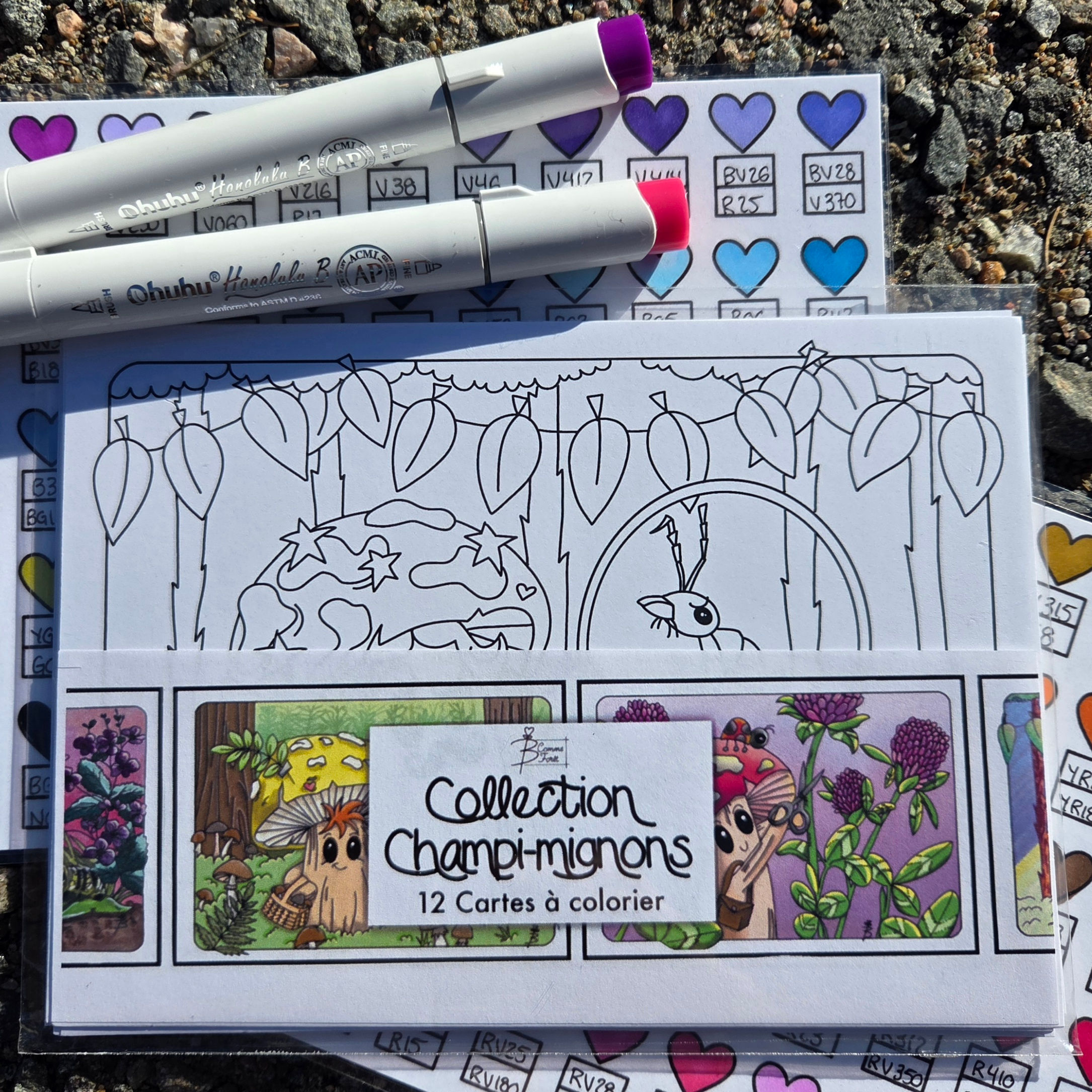 Cartes à colorier - Collection Champi-Mignons