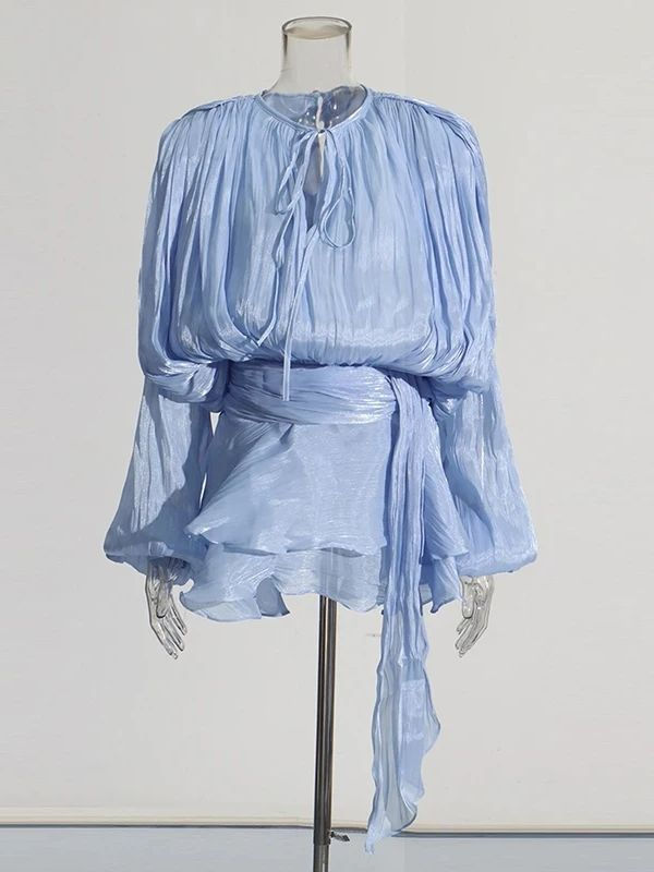 Thumbnail: V-Neck Lace Panel Mini Dress