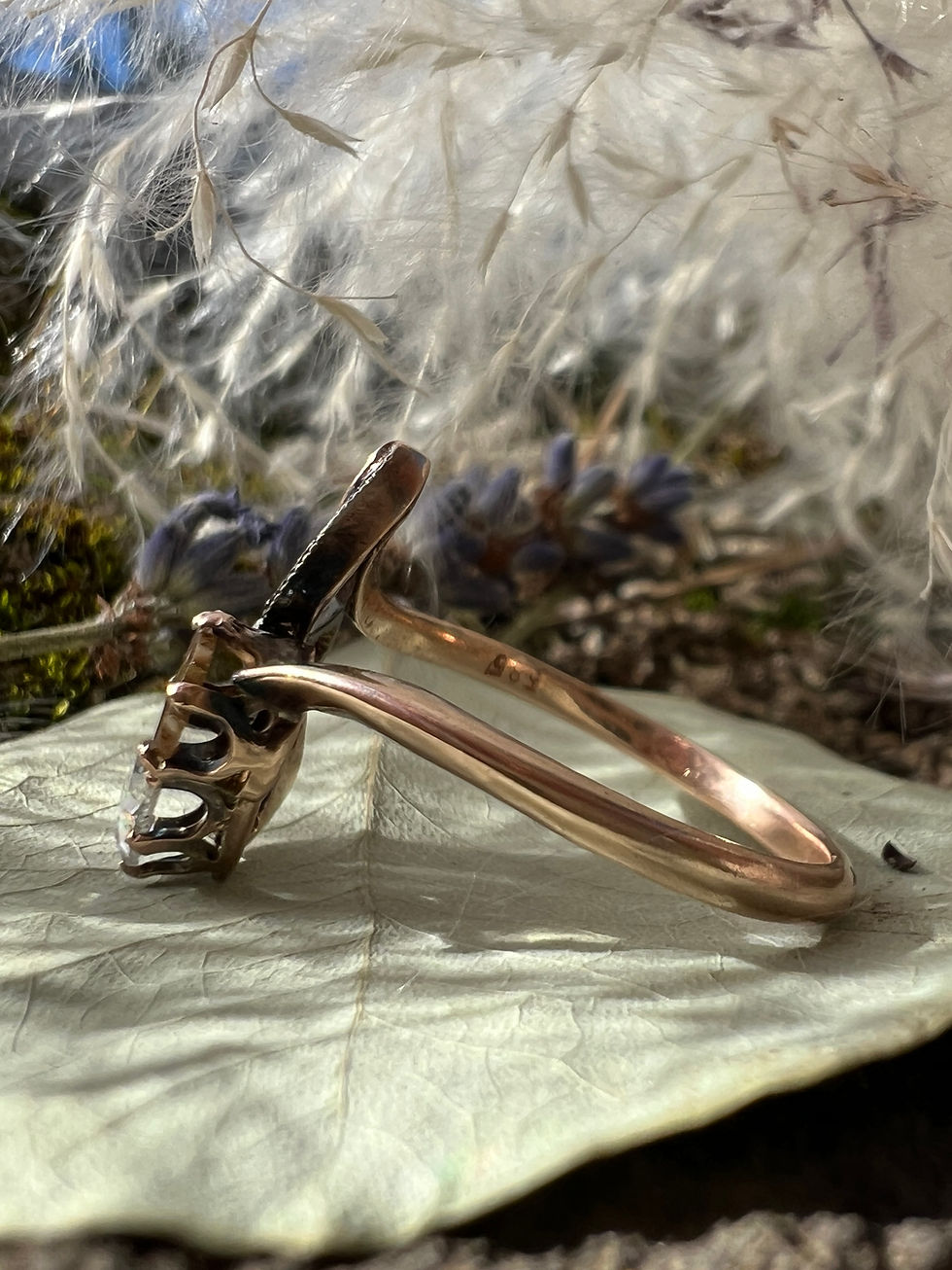 Thumbnail: Antique French Whimsical Rose Cut Diamond Ring