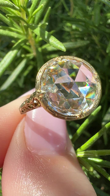 Thumbnail: Original Victorian GIA  2.41ct J Rose Cut Diamond Ring 14k