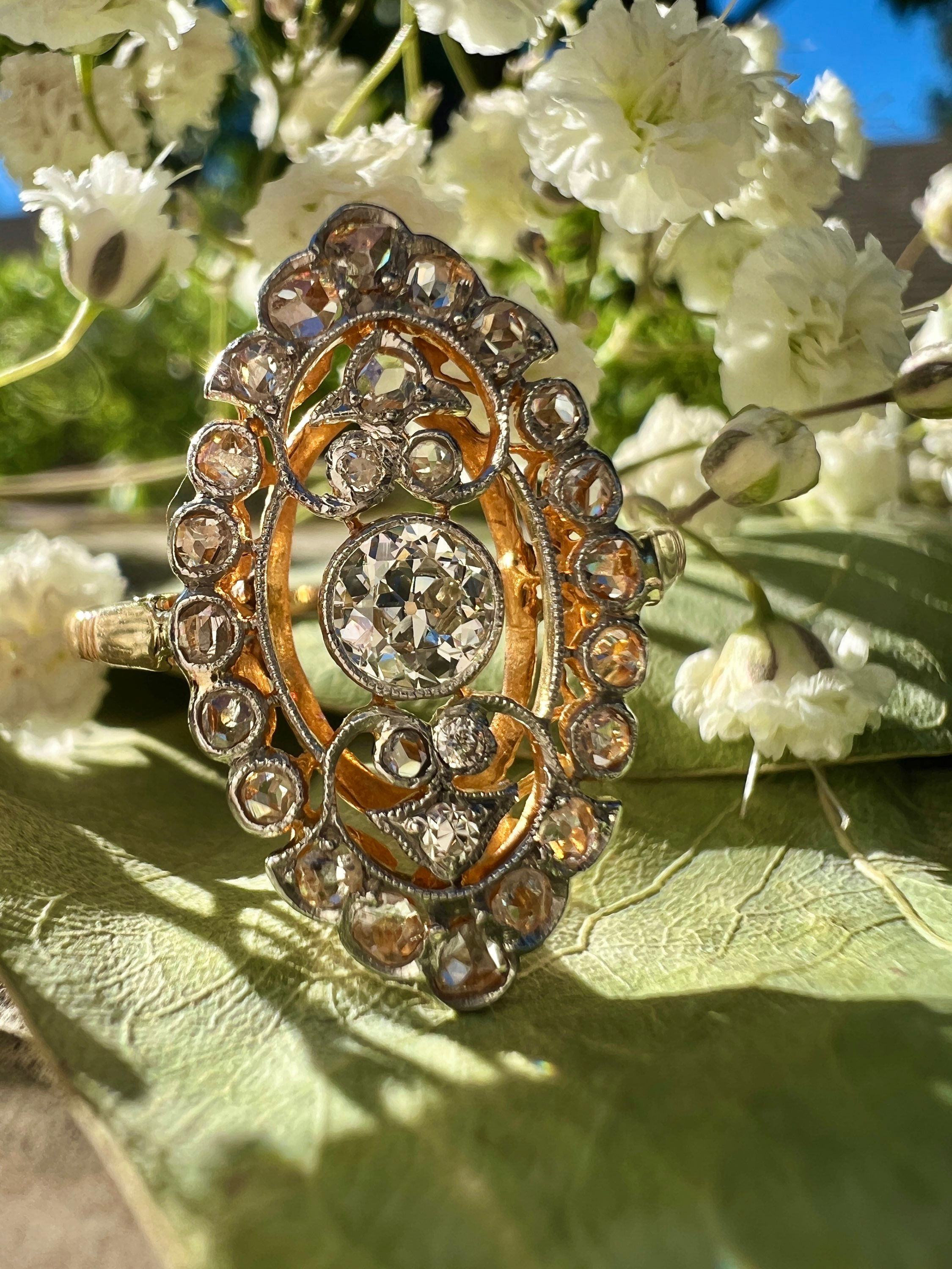 Rsvd-Michele Belle Epoque Old European & Rose Cut Diamond Ring 