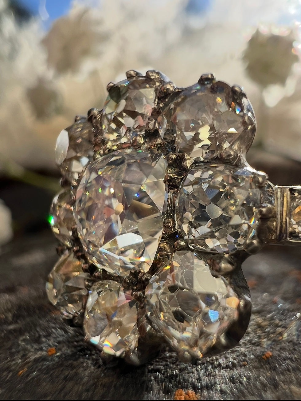 Thumbnail: Georgian 3.63 tcw Old Mine Diamond Flower Cluster