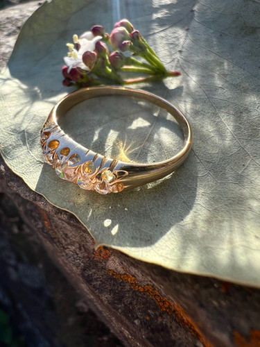 Antique 1800s Old Mine Cushion Cut, Diamond Band 18k Maven