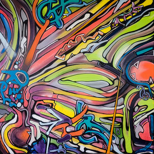 technique mixte sur toile : Canopée 8