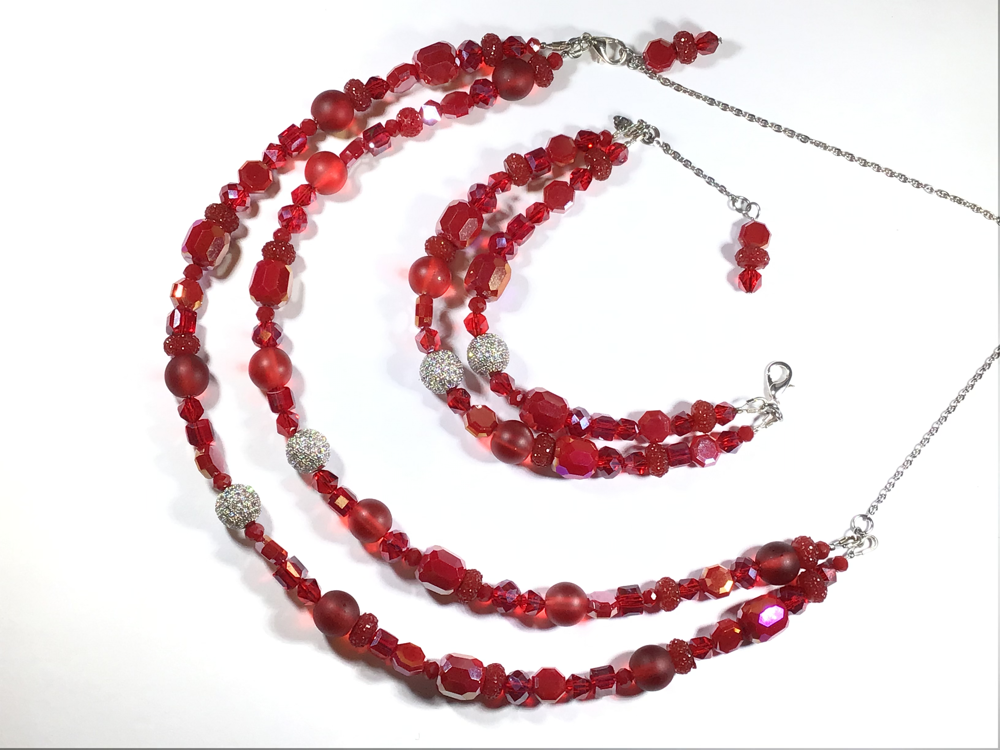Dark Red Crystal Necklace Set