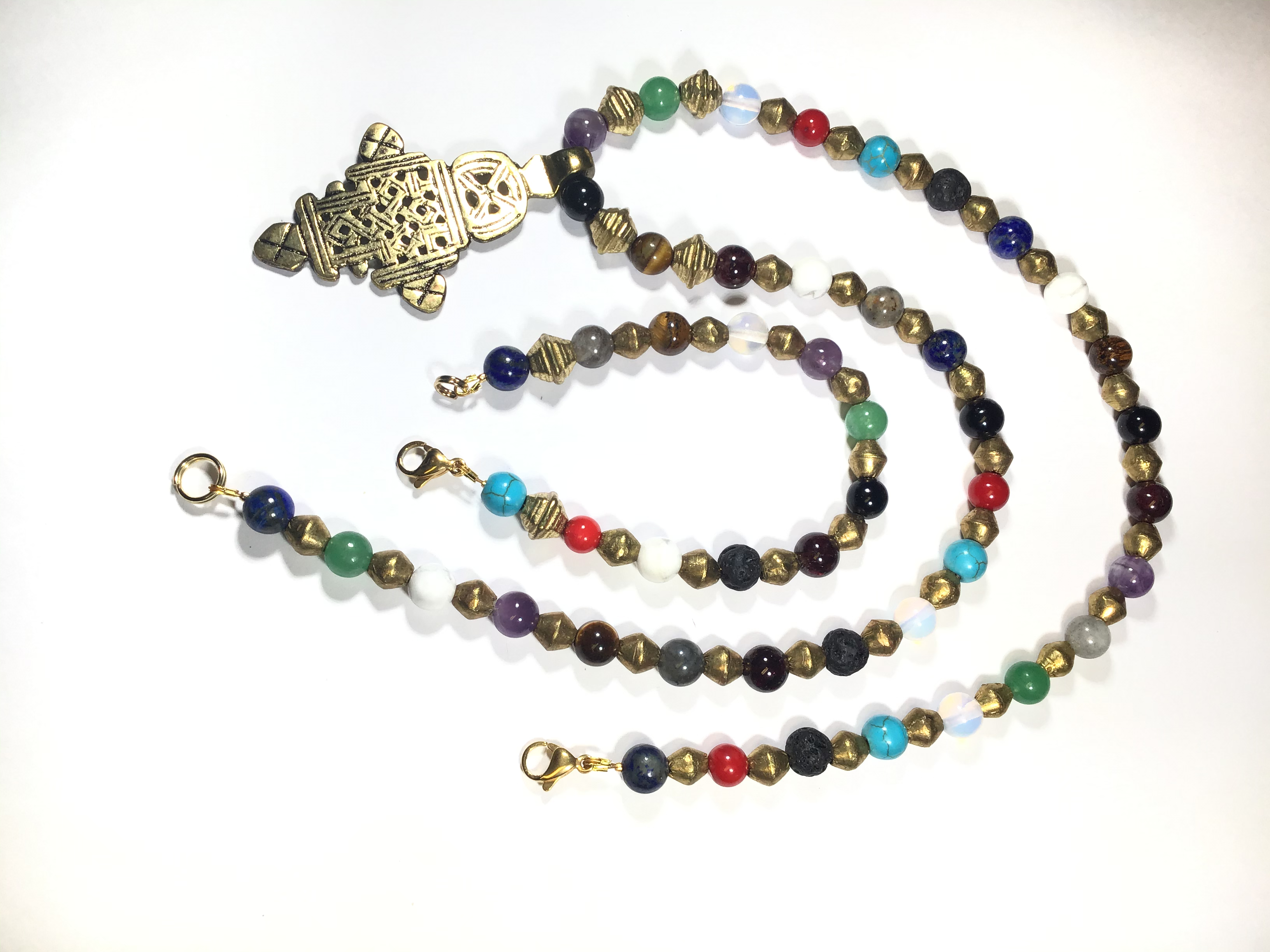 Necklace Set With Brass Beads And Coptic Cross