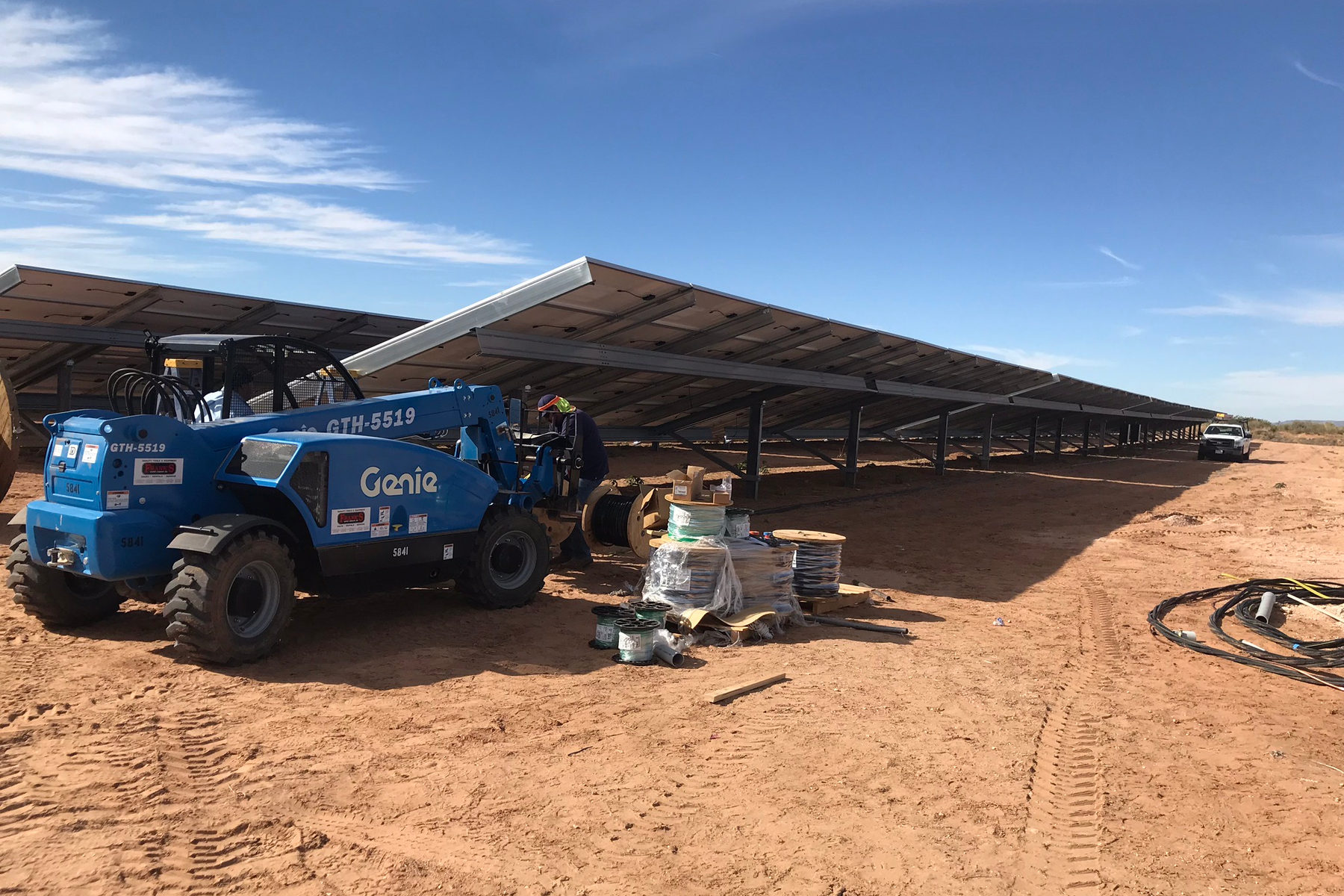 A ground-mounted solar array in Otero County, New Mexico.