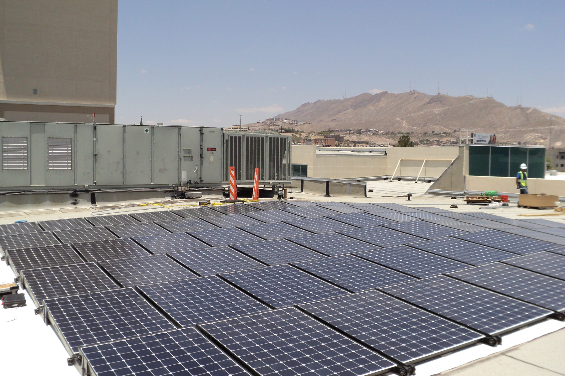 A 20.13 kW DC rooftop array on the City of El Paso's Downtown Library, 501 North Oregon St, modeled at roughly 30,342 kWh per year.