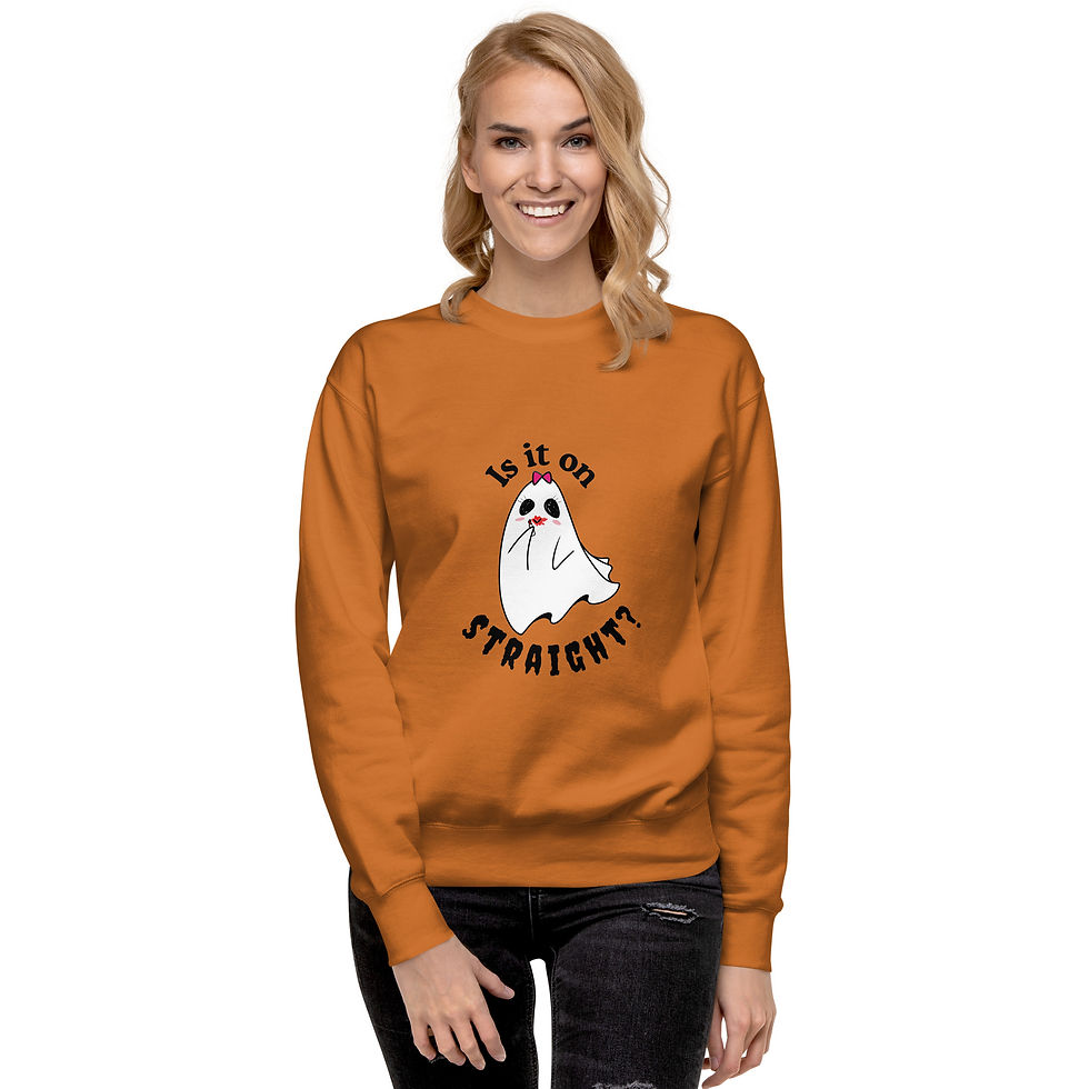 Thumbnail: Halloween x Beauty Addict "Is it on Straight?" - Unisex Premium Sweatshirt copy