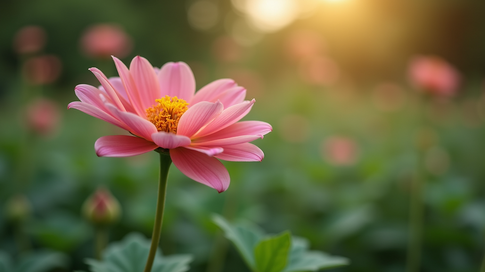 Close-up view of a single blooming flower in a garden