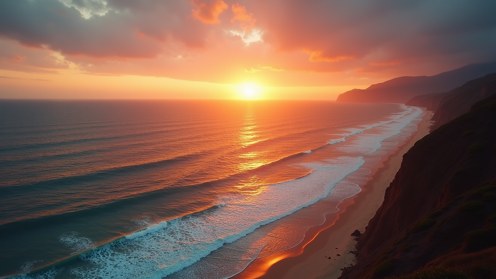 High angle view of a sunrise over an ocean