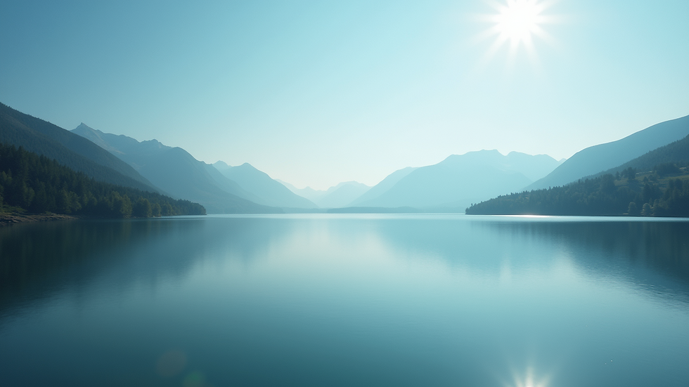 High angle view of a tranquil lake reflecting a blue sky