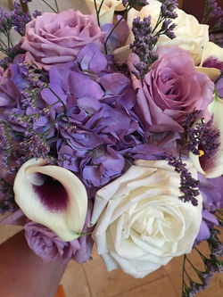 Purple Hydrangeas and Picasso Calla