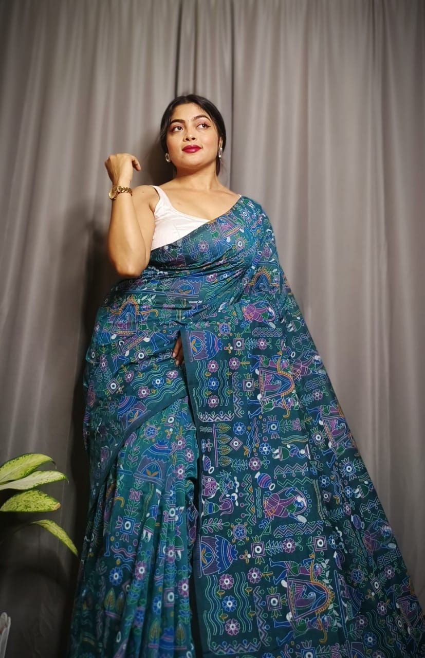 Thumbnail: db Cotton Madhubani Print Saree