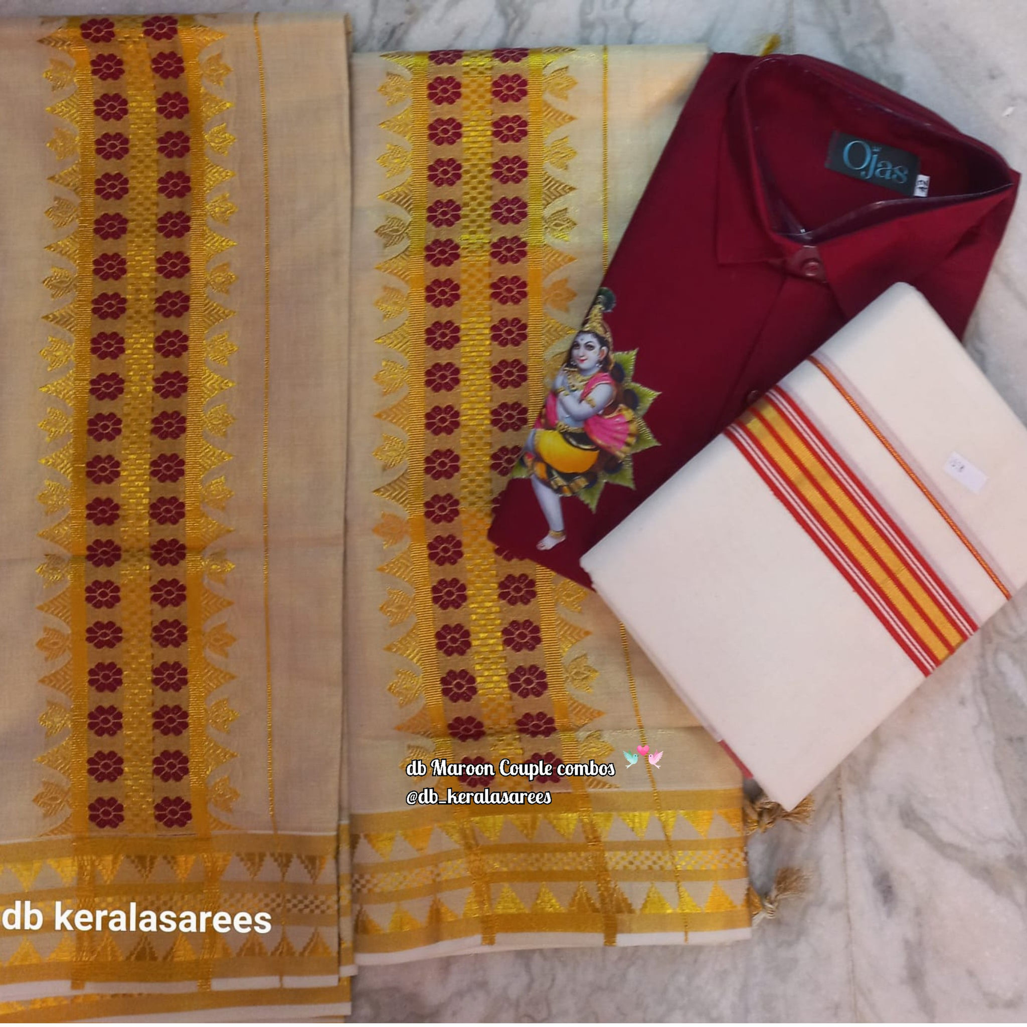 db Festive Special  Gold Tissue Maroon Couple Combo🎉