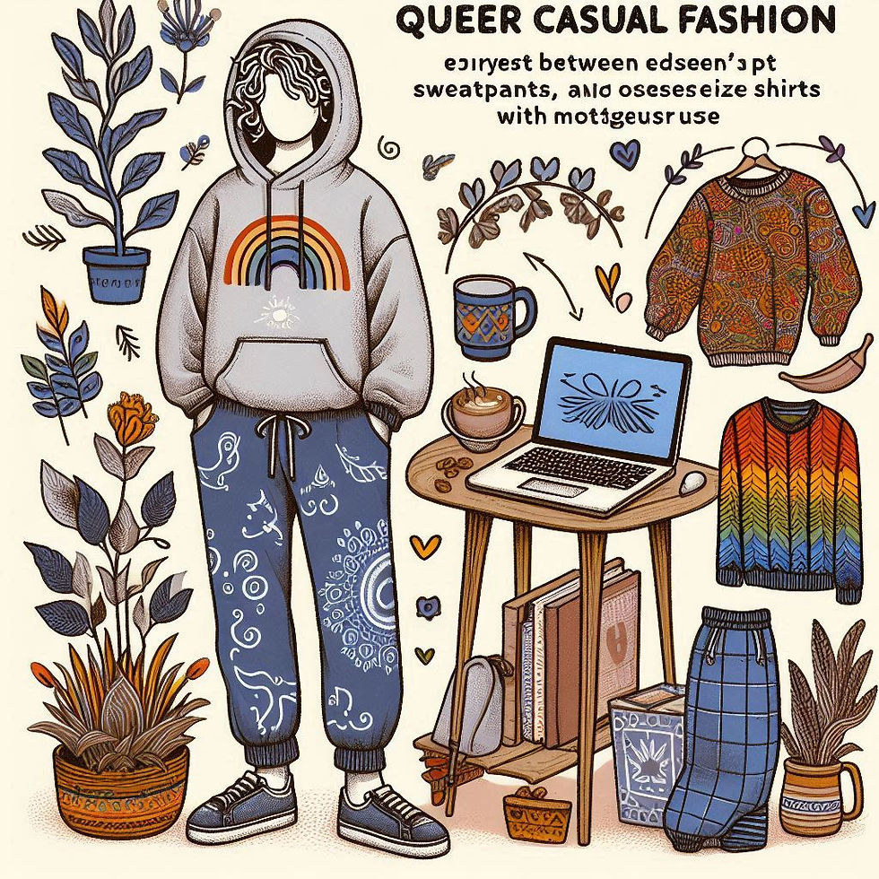 queere community trägt queere lässige mode (jogginghose, oversizeshirts mit motiven) - unt