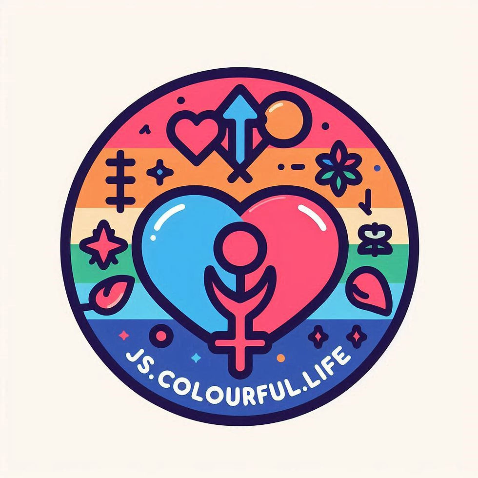 logo für js.colourful.life. bringe die themen Bisexualität und Polyamorie dezent mit ein, 