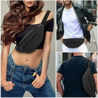 Thumbnail: Large Crossbody Waist Pouch Fanny Pack with 4-Zipper Pockets