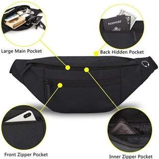 Thumbnail: Large Crossbody Waist Pouch Fanny Pack with 4-Zipper Pockets