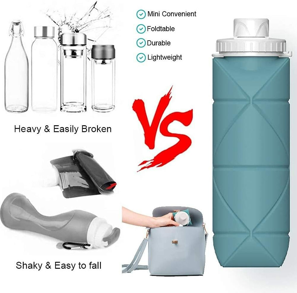 Thumbnail: Collapsible Water Bottles Leakproof Valve Reusable BPA Free Silicone