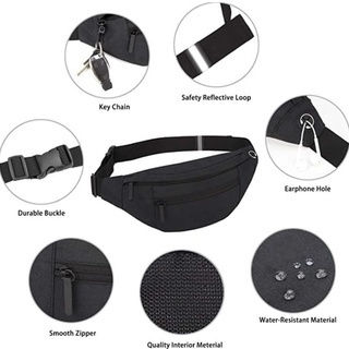 Thumbnail: Large Crossbody Waist Pouch Fanny Pack with 4-Zipper Pockets