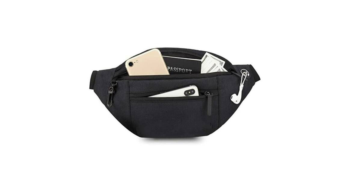 Large Crossbody Waist Pouch Fanny Pack with 4-Zipper Pockets