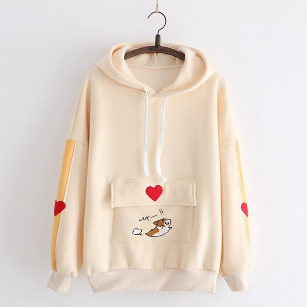 Hình thu nhỏ: Áo Hoodie nữ hình chú mèo đang chạy nhảy