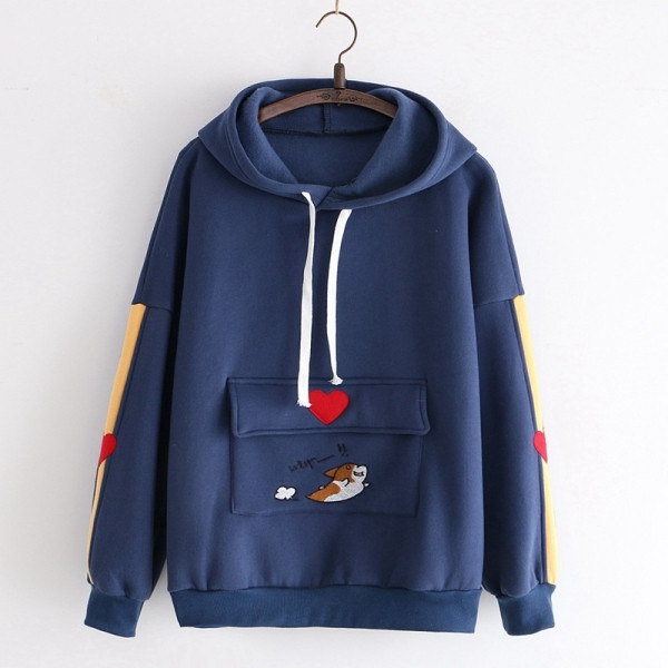 Hình thu nhỏ: Áo Hoodie nữ hình chú mèo đang chạy nhảy