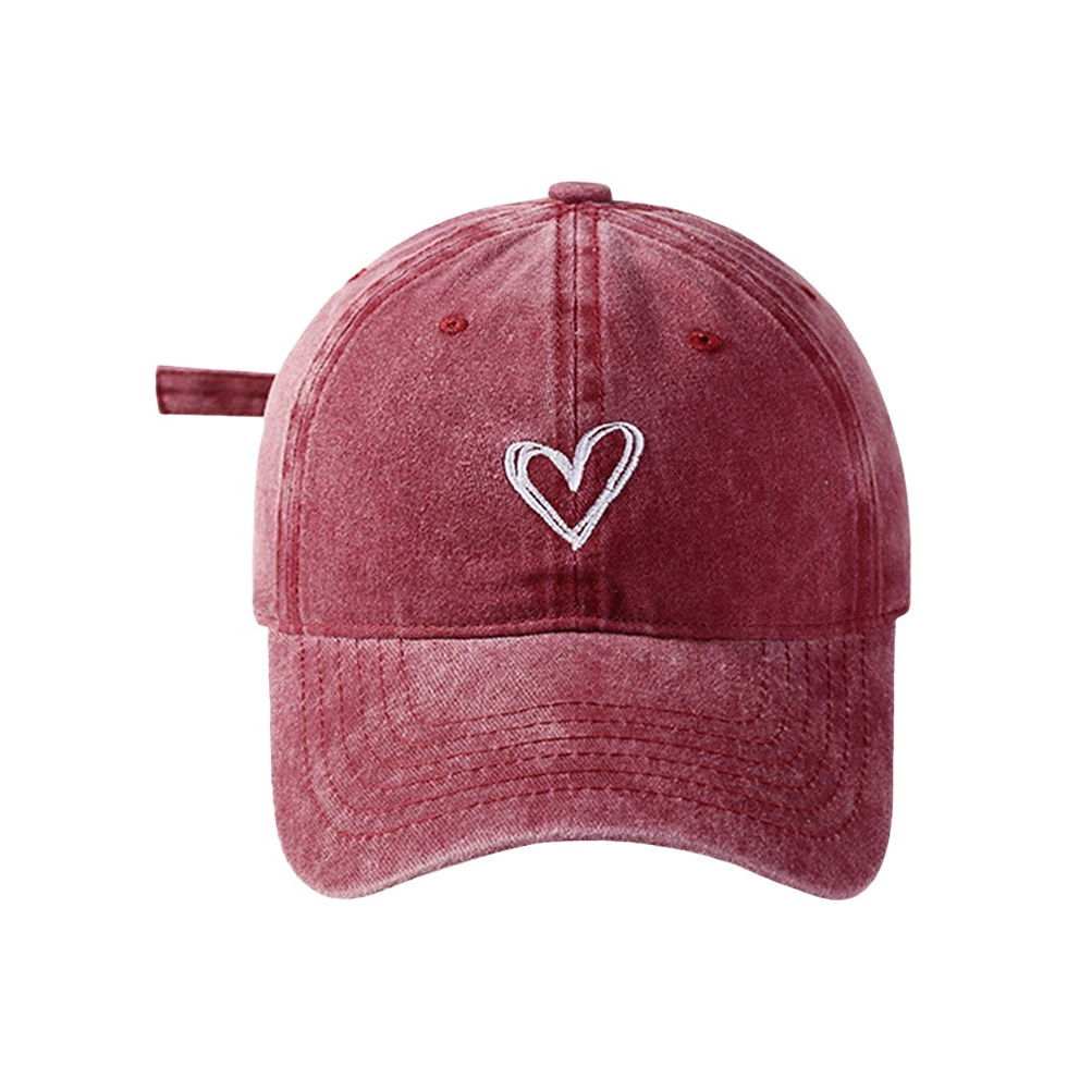 Thumbnail: Versatile Peach Heart Embroidery Washed Old Spring And Summer Baseball Hat Women