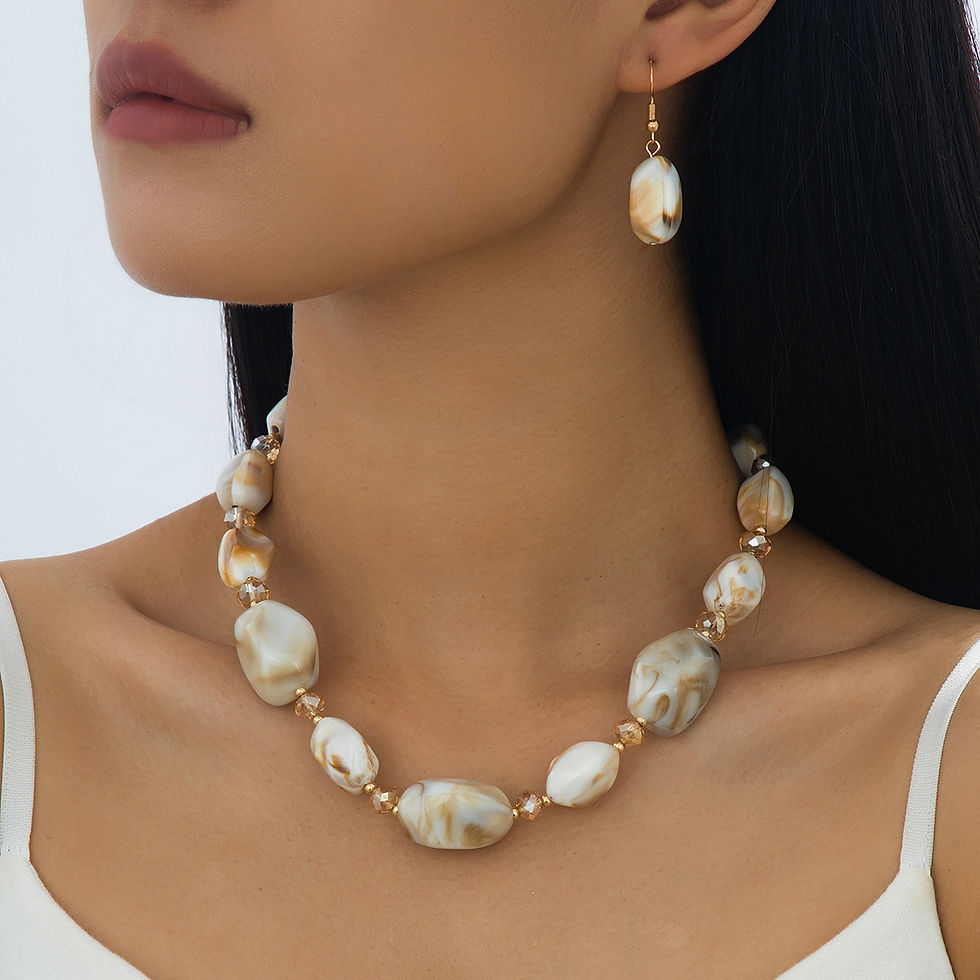 Thumbnail: Colorful Resin Bead Necklace and Bracelet Set Collection