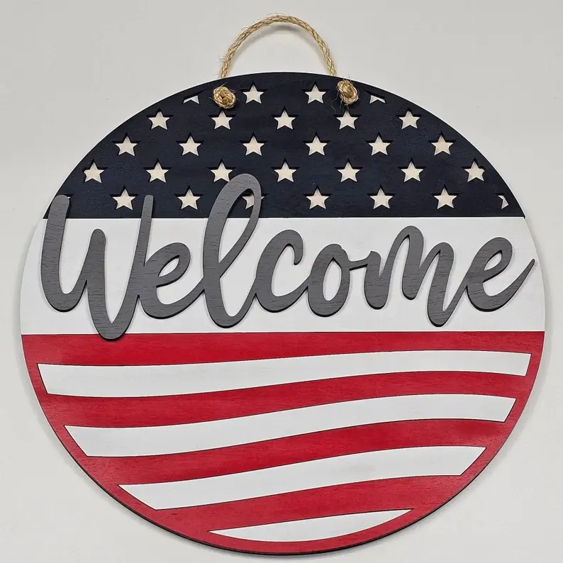 Thumbnail: Welcome Signs - patriotic welcome, patriotic, July 4, Memorial Day, summer decor