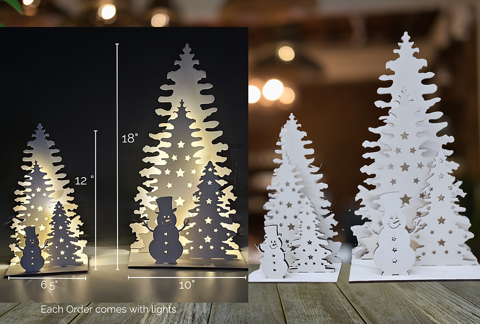 Thumbnail: Christmas Trees w/Lights - 12" & 18" - Snowman, Angel, or Reindeer |  Festive H