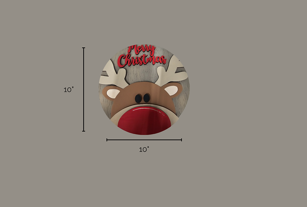 Thumbnail: 10" Reindeer Ornament with "Merry Christmas" | Hand Painted Holiday Decoration w