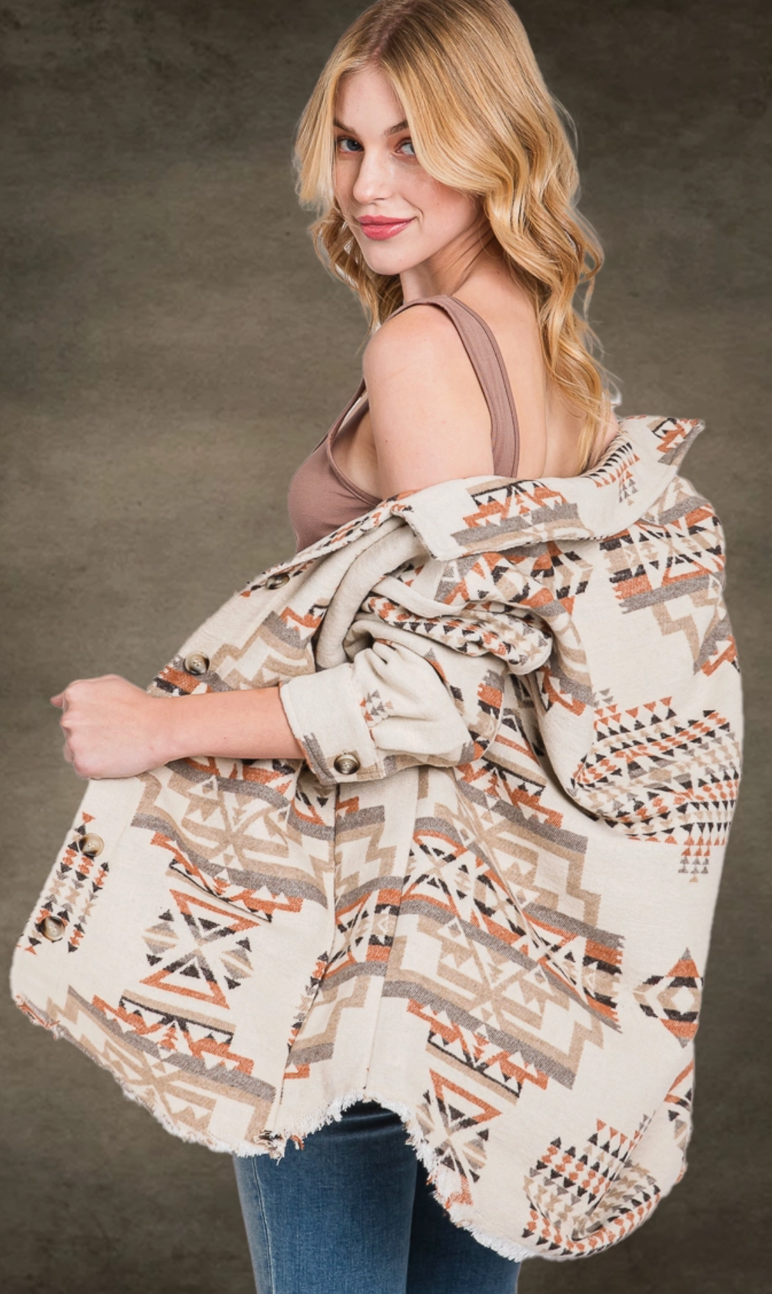 Exclusive Aztec Button Down Jacket