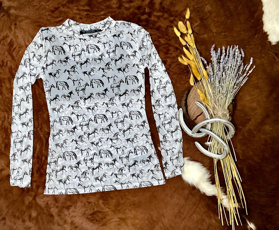 Thumbnail: Western Printed Mesh Long Sleeve Top
