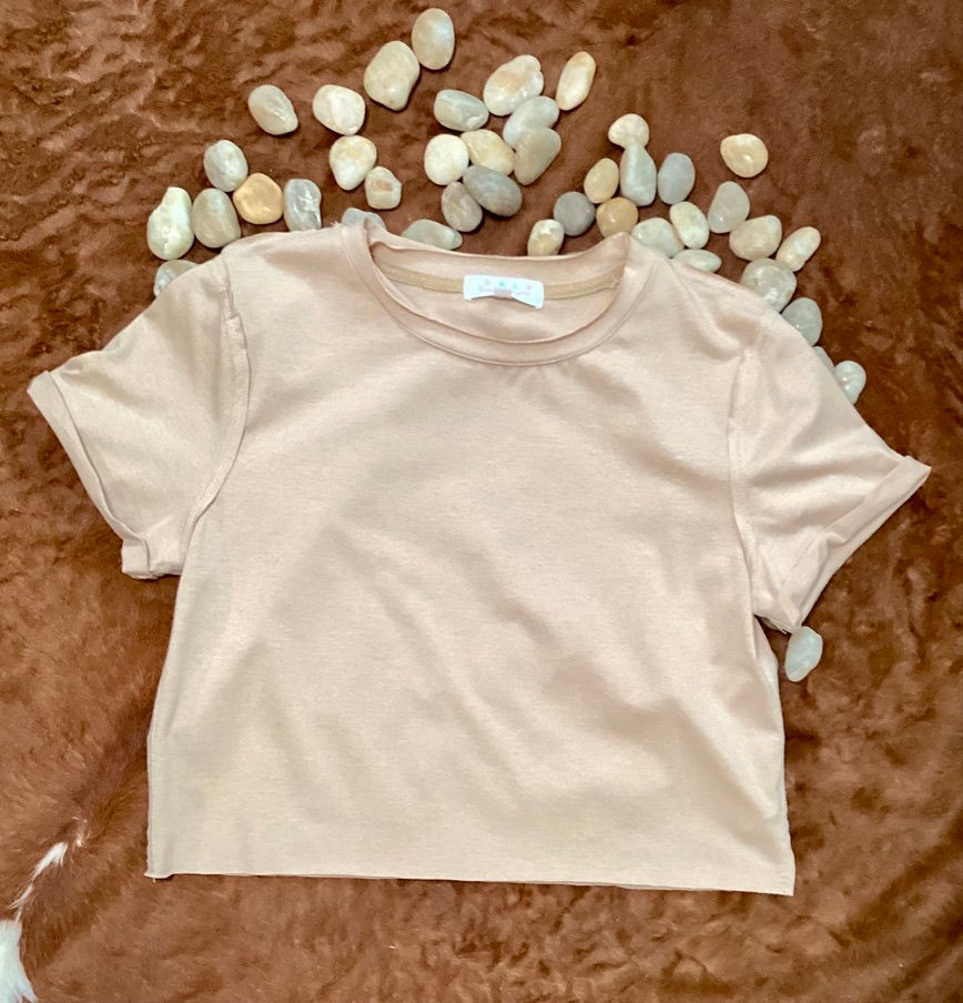 Thumbnail: Knit Rough Edge Boxy Crop Top Tee