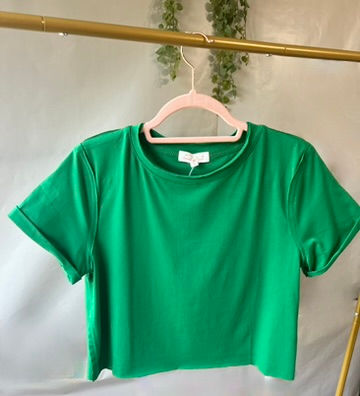 Thumbnail: Knit Rough Edge Boxy Crop Top Tee