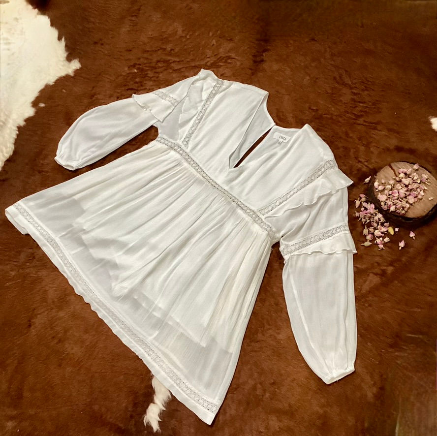 Thumbnail: Maeve Boho Lace N Frills Romper-White