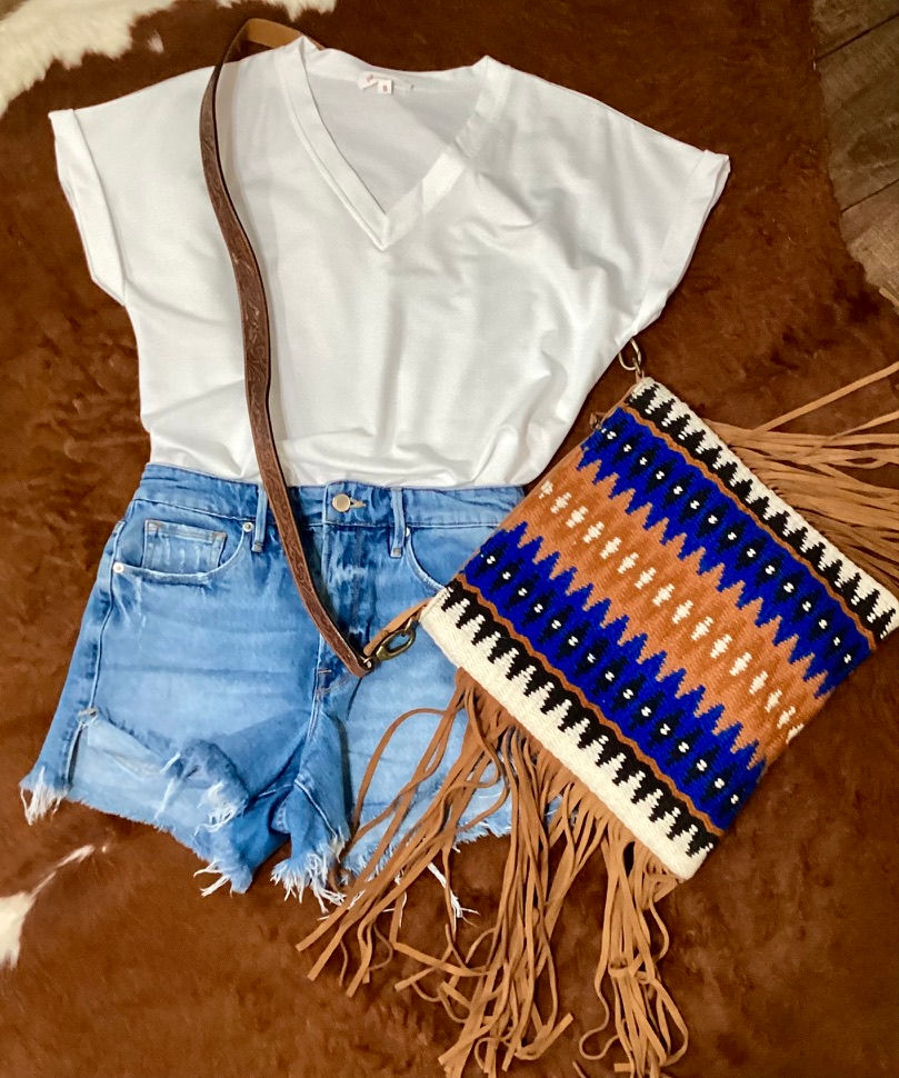 Thumbnail: Suede Fringe Saddle Knit Crossbody Bag