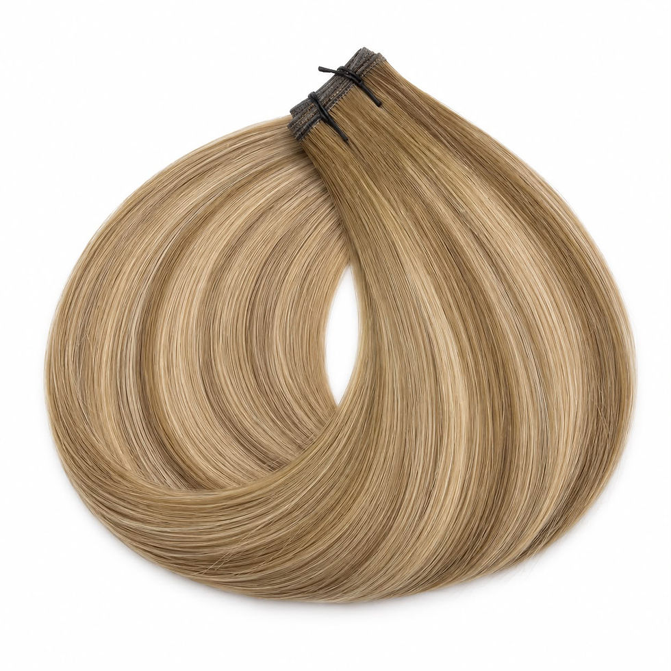Thumbnail: Honeycomb #B6/27 (Golden With Honey Tones) - 50g Volume Weft Hair Extensions